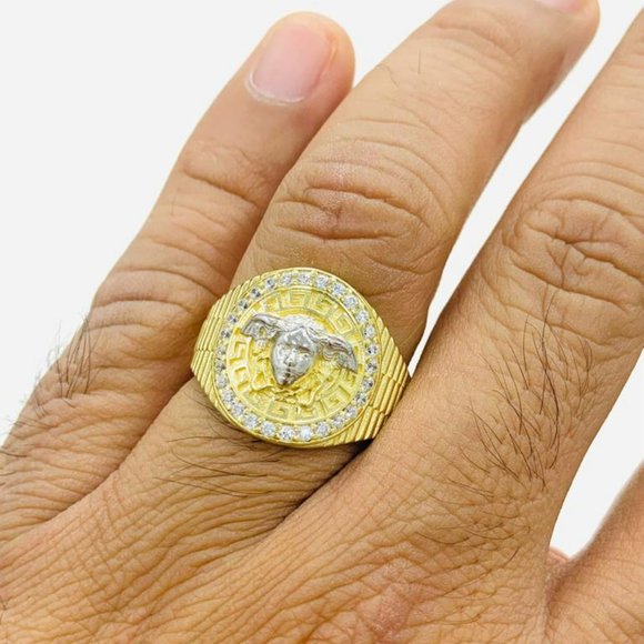 Men's Ring Medusa in 14K Solid Yellow Gold / Gold Men's Ring / Medusa Ring 7.68g - Picture 1 of 7